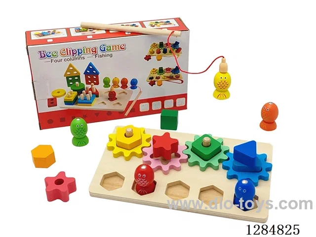 Wooden Fishing/Rotating Stacking Game 2-in-1