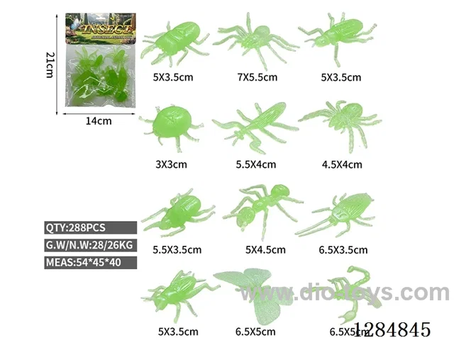 12 Small Solid Glow-in-the-Dark Insects