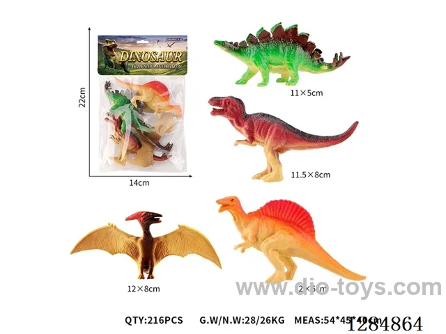 4 Medium Solid Dinosaurs