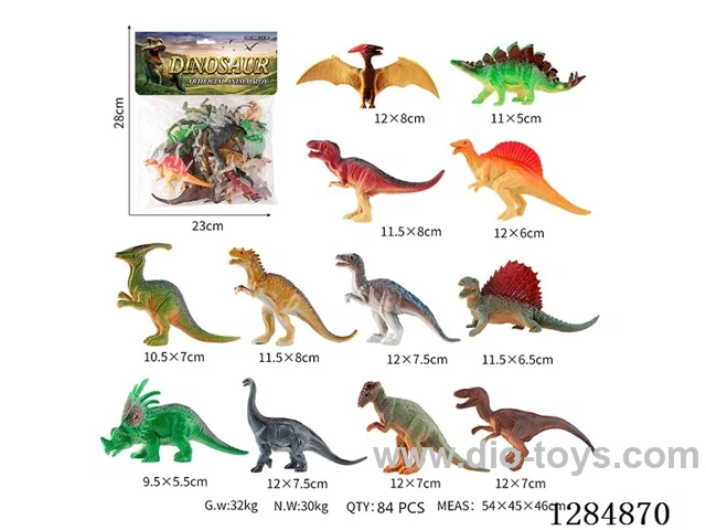 12 Medium Solid Dinosaurs