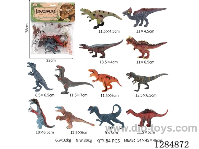 12 Medium Solid Dinosaurs