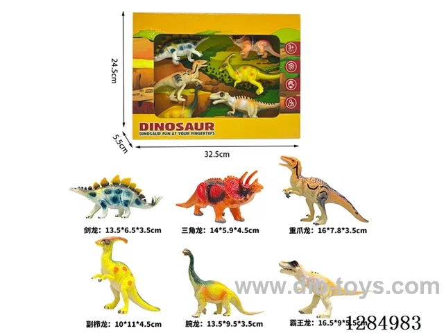 Large Painted Dinosaurs 6 styles Display Box Set