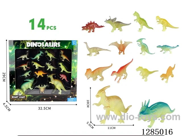 Glow-in-the-Dark Dinosaurs, 14-Style Set in Window Box