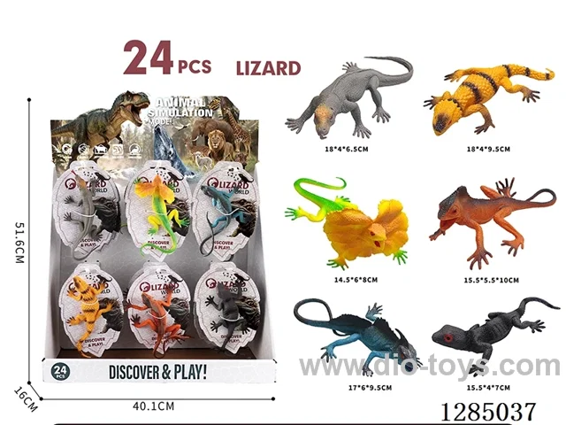 Lizards (6 Varieties, 24 PCS) Hanging Board Display Box