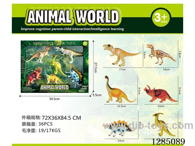 Large Dinosaurs (6 Styles) in Color Box