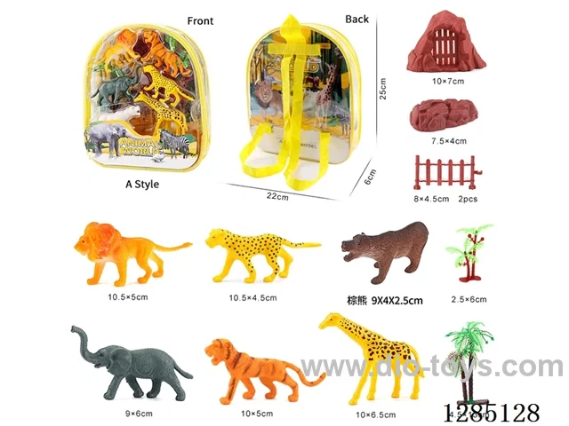 Medium-sized Wild Animals (6 PCS) + Accessories, Backpack Packaging