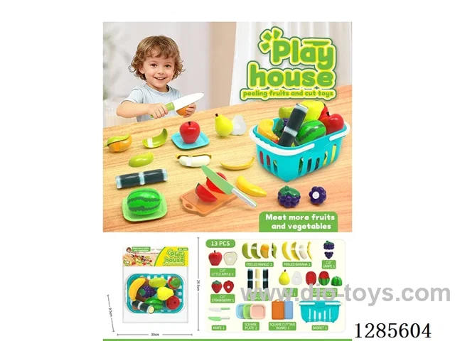Pretend Play “Peel and Chop” Fruit Toy Basket