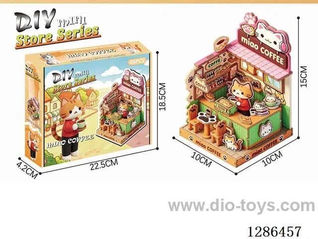 DIY Cat Coffee Shop Miniature Scene 3D Puzzle 46 PCS