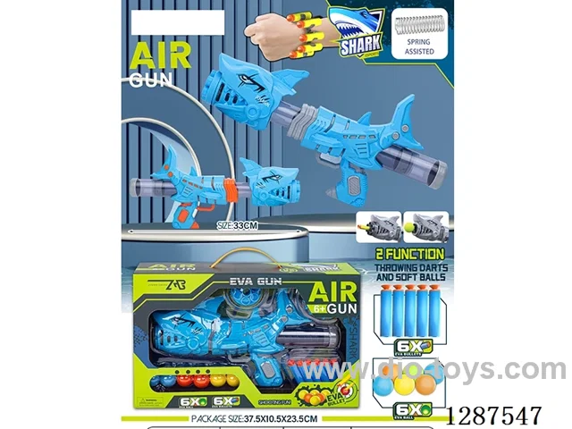 Spring Shark (Blue) Dual-Use Air-Powered Gun (6 balls, 6 EVA bullets)