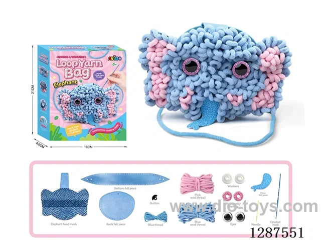 DIY 2-in-1 Elephant Hand-Sewn Felt and Yarn Crochet Pouch