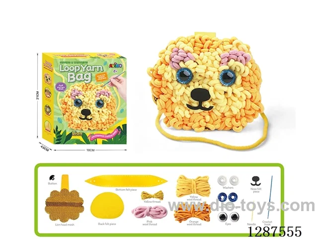 DIY 2-in-1 Lion Hand-Sewn Felt and Yarn Crochet Pouch