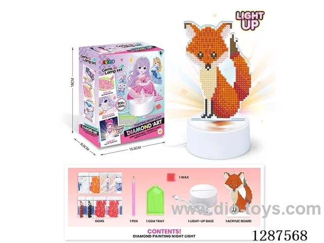 Acrylic Creative Diamond Painting Set - Fox LED Rhinestone Night Light