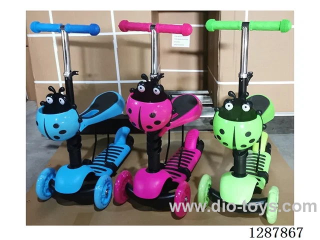 Scooter - 3-in-1 with Seat - Rose Red, Sky Blue, Green