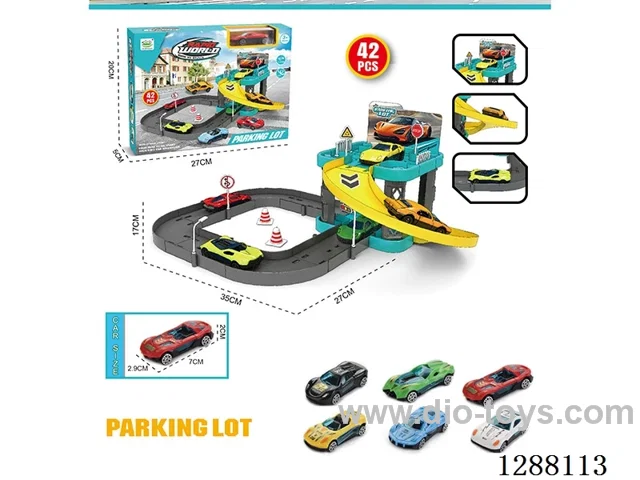 42PCS City Parking Lot with Plastic Cars