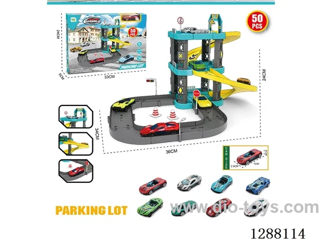 50PCS City Parking Lot with Alloy Cars