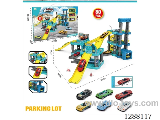 80PCS City Parking Lot with 3 Plastic Cars