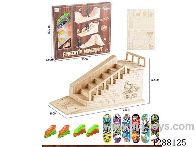 Alloy Finger Skateboard Set + Wooden DIY Scene