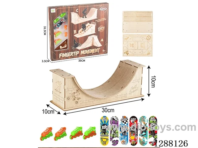 Alloy Finger Skateboard Set + Wooden DIY Scene