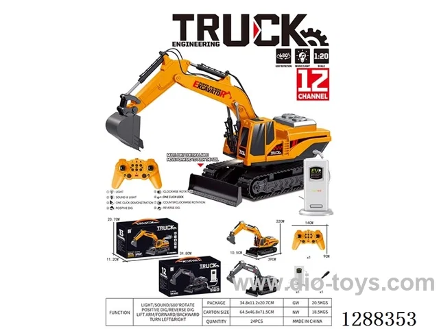 1:20 2.4G 12ch RC alloy excavator W L/M included battery 2 colors