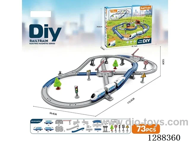 DIY Assembled Electric Track Train/73PCS with music not included battery