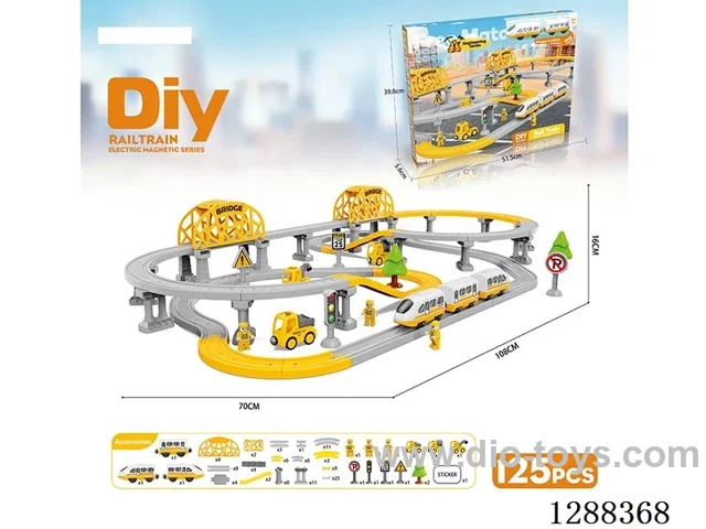 DIY Assembled Electric Track Train/125PCS with music not included battery
