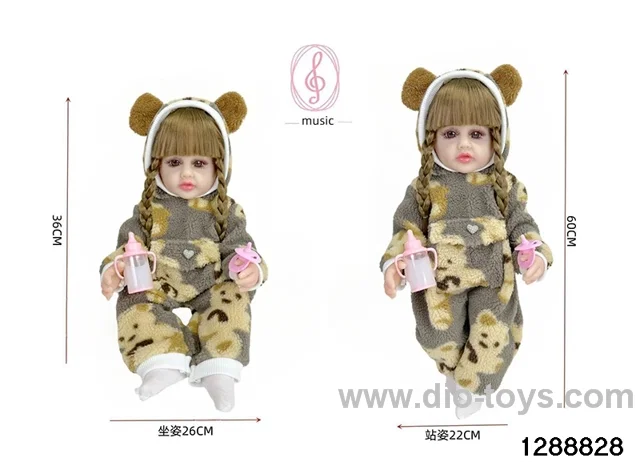 24-inch 60CM eco-friendly vinyl doll with IC /touch-sensitive sounding (feet are filled with cotton)