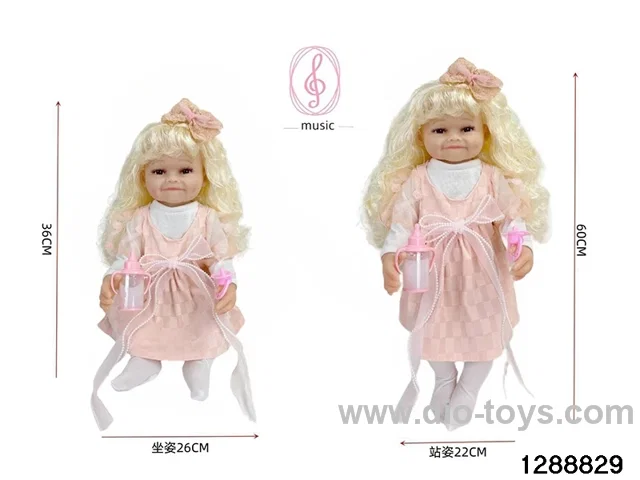 24-inch 60CM eco-friendly vinyl doll with IC /touch-sensitive sounding (feet are filled with cotton)