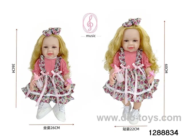 24-inch 60CM eco-friendly vinyl doll with IC /touch-sensitive sounding (feet are filled with cotton)