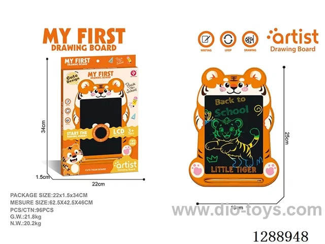 Tiger LCD Drawing Board, One-Button Clear, included battery (1 x 3V CR2025 button cell battery)