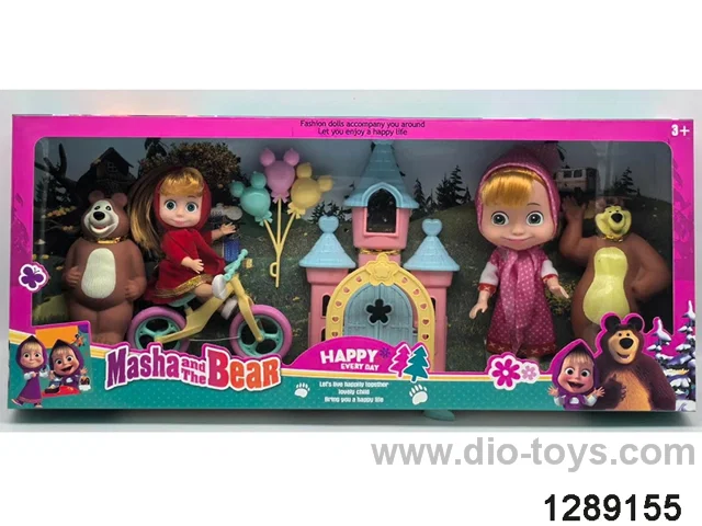 6 inch Solid Sisters Martha Dolls with Bear, Castle & Bike