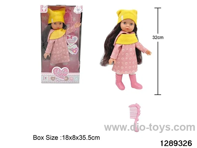 32cm girl doll with comb accessories in window box