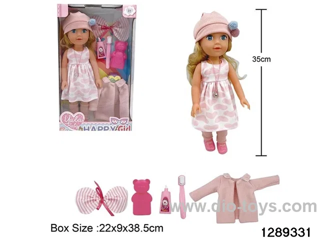 35cm girl doll with accessories in window box