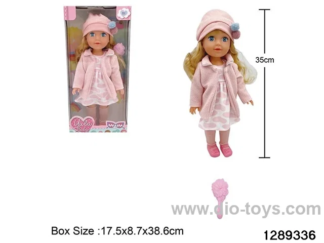 35cm girl doll with comb accessories in window box
