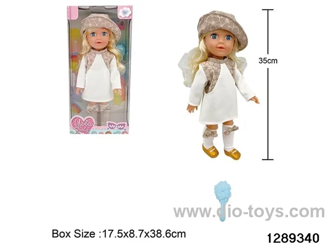 35cm girl doll with comb accessories in window box