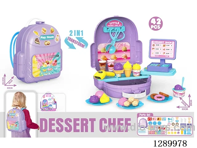 Ice Cream-Themed Backpack/School Bag Set, 42PCS