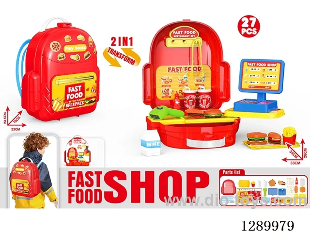 Hamburger-Themed Backpack/School Bag Set, 27PCS
