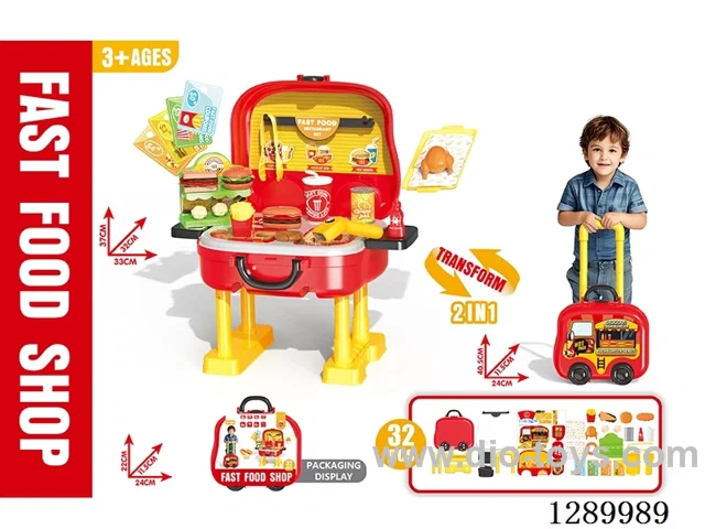 Rolling Suitcase Storage Hamburger Set, 32PCS
