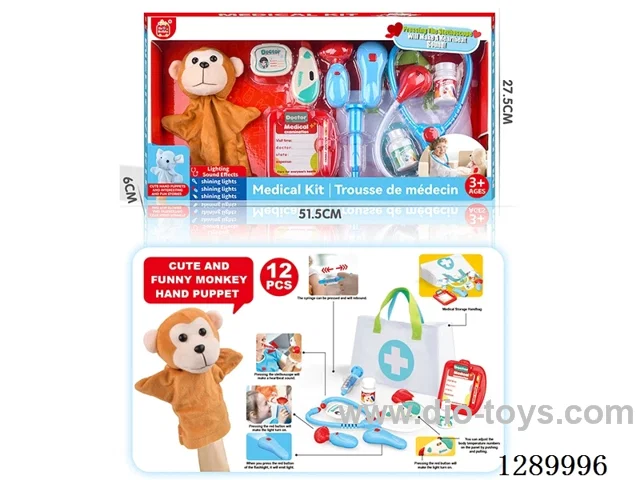 Doctor Hand Puppet Set with Cloth Storage Bag (W L/M, included battery)