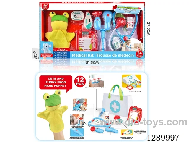 Doctor Hand Puppet Set with Cloth Storage Bag (W L/M, included battery)