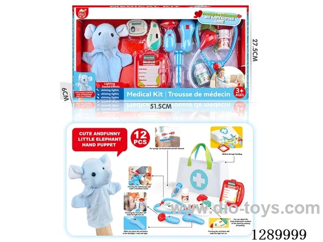 Doctor Hand Puppet Set with Cloth Storage Bag (W L/M, included battery)