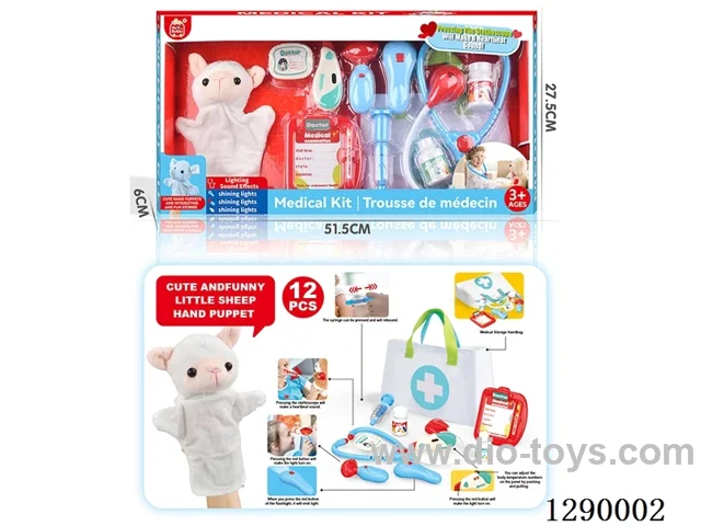 Doctor Hand Puppet Set with Cloth Storage Bag (W L/M, included battery)