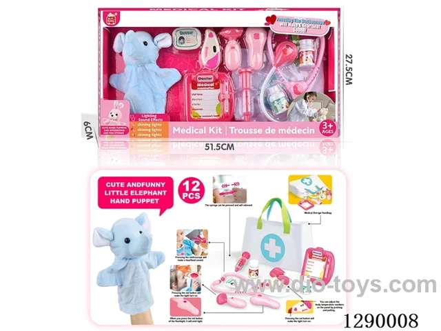 Doctor Hand Puppet Set with Cloth Storage Bag (W L/M, included battery)