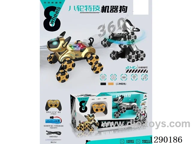 Chinese package - 2.4G RC stunt robot dog W L/M 2 colors included battery