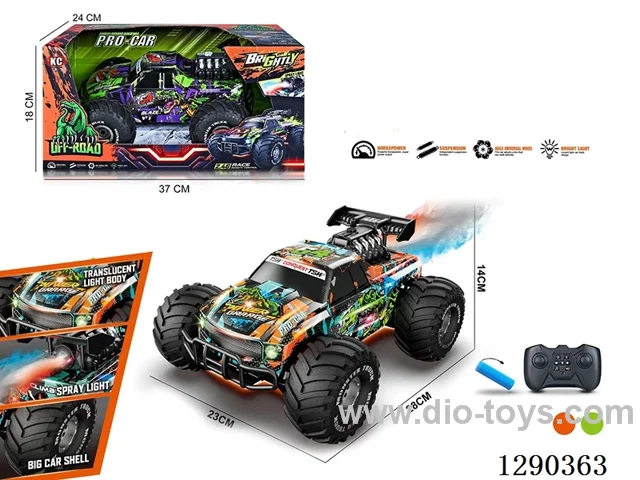 2.4G 4WD RC stunt car with spray included battery
