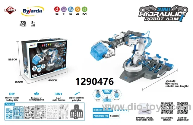 3-in-1 hydraulic robotic arm in color box