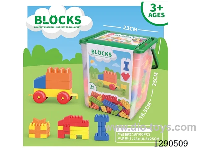 Large Storage Bucket Building Blocks Assorted Colors, 500g (Approx. 100 pcs)
