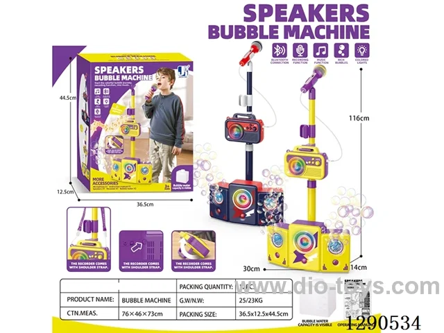 Microphone  W L/M/Bluetooth,  Speaker-Style Bubble Machine (Cool Colors)