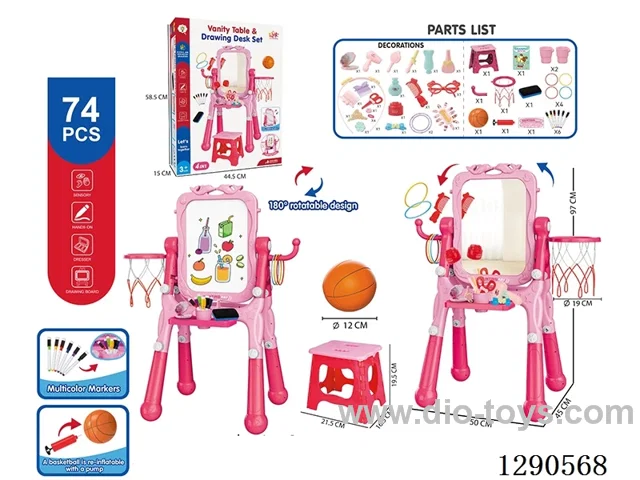 Vertical writing board/Dressing Table 4 in 1