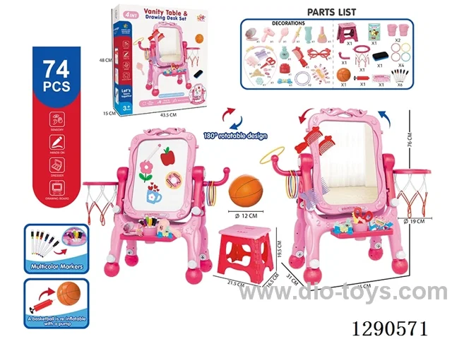 Vertical writing board/Dressing Table 4 in 1