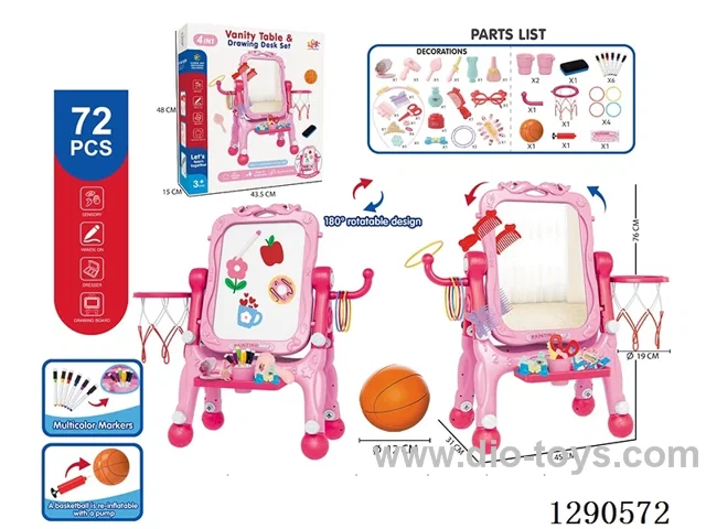 Vertical writing board/Dressing Table 4 in 1